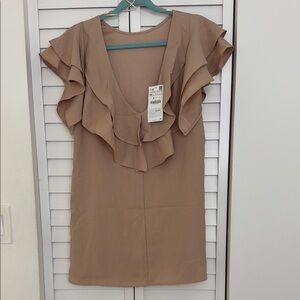 Zara Tan Ruffle Dress